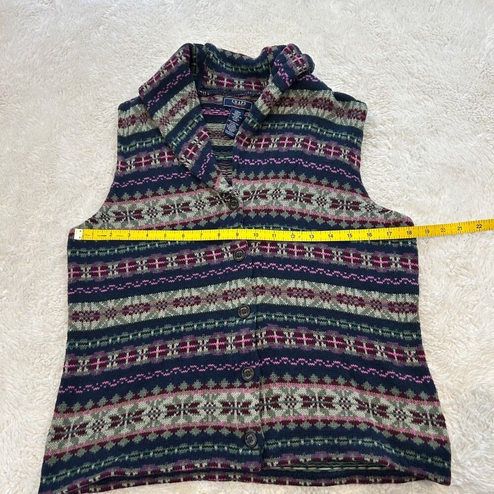 Chaps Womens Knit Sweater Vest Multicolor L Cotton Boho Indie Grunge Gorpcore - Picture 3 of 5
